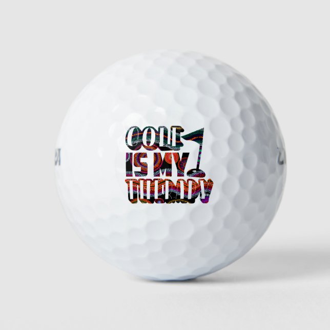 Golf Is My Therapy Funny Typography Sports Sayings Balls (Front)
