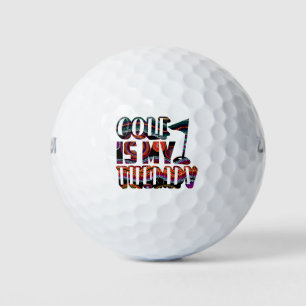 Golf Is My Therapy Funny Typography Sports Sayings Golf Balls