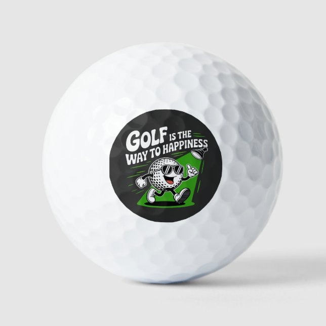 Golf is the way to happiness golf balls (Front)