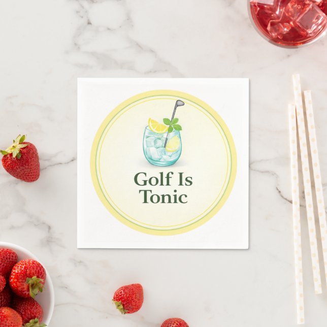Golf Is Tonic - Lemon Mint Glass Design Napkins (Insitu)