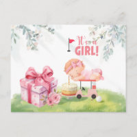 Golf It is GIRL golfer baby on golf cart Postcard