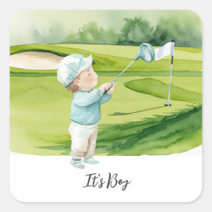 Golf  It's Boy for Baby Shower   Square Sticker