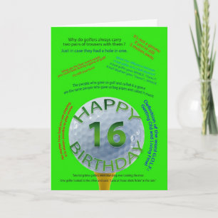 Golf Jokes birthday card for 16 year old
