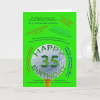 Golf Jokes birthday card for 35 year old