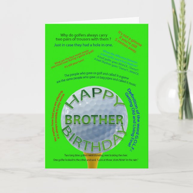 Golf Jokes birthday card for brother (Front)