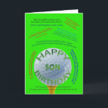 Golf Jokes birthday card for son<br><div class="desc">A great fun card for a golfer or a golf occasion. A golf ball on a tee surrounded by golf jokes. A birthday card for an son.</div>