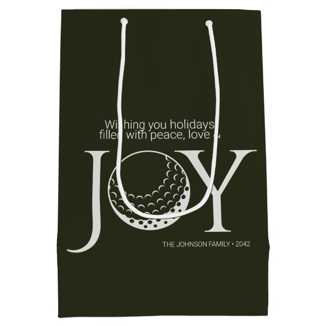 Golf Joy & Peace Christmas Medium Gift Bag (Back)