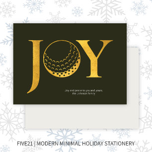 Golf Joy & Peace Dark Green Flat Christmas Holiday Card