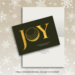 Golf Joy & Peace Dark Green Folded Christmas Holiday Card