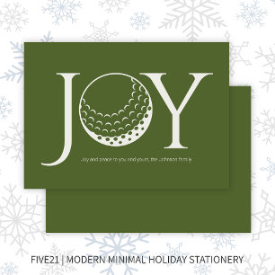 Golf Joy & Peace Green Flat Christmas Holiday Card
