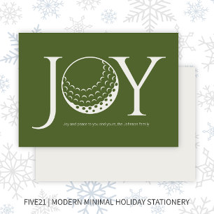 Golf Joy & Peace Green Flat Christmas Holiday Card
