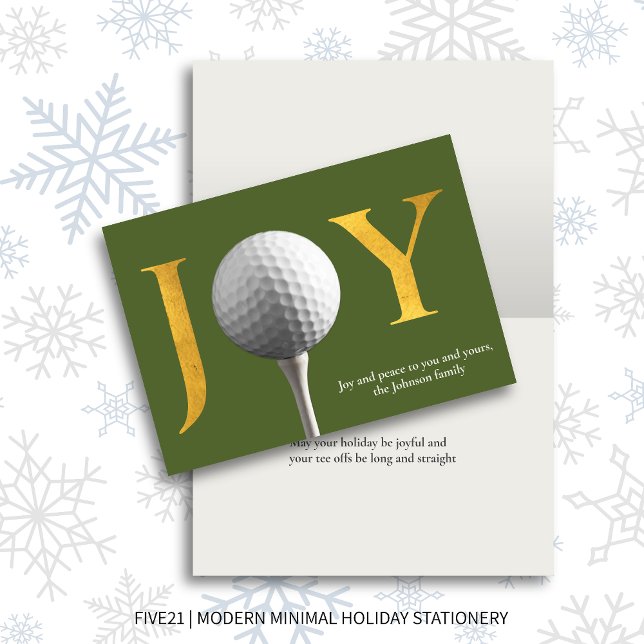 Golf Joy & Peace Green Folded Christmas Holiday Card (Creator Uploaded)