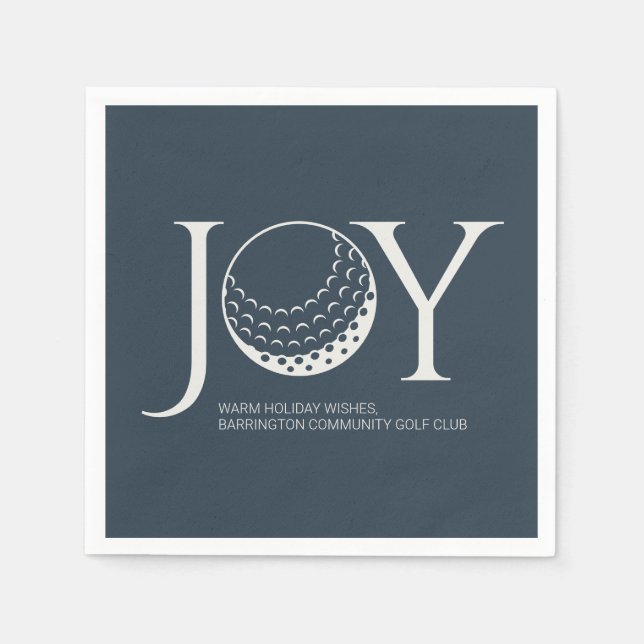 Golf Joy & Peace Navy Blue Christmas Napkin (Front)