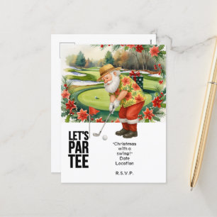 Golf July Christmas with Santa Claus  Golfing Holiday Postcard
