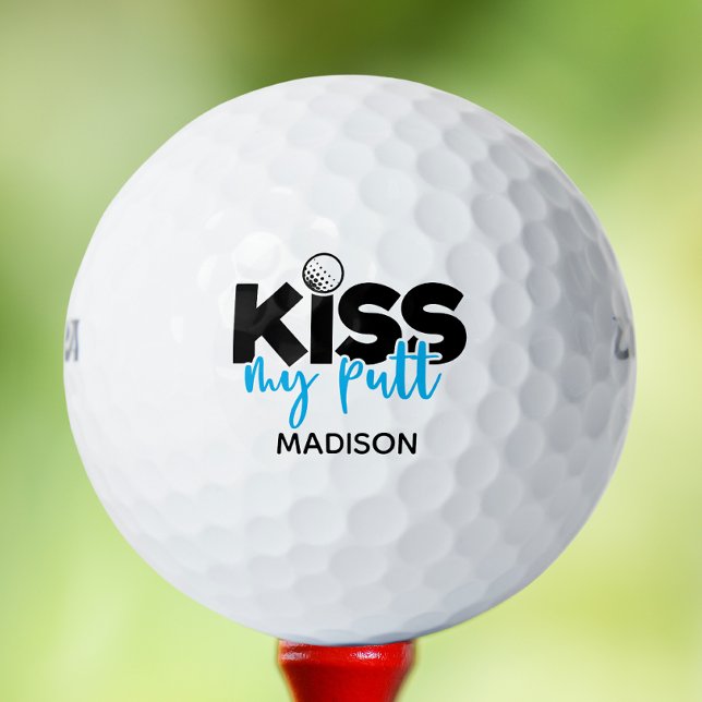 Golf Kiss My Putt Funny Modern Personalised Name Golf Balls (Creator Uploaded)