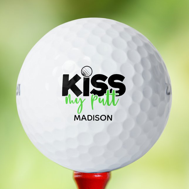 Golf Kiss My Putt Funny Modern Personalised Name Golf Balls (Creator Uploaded)