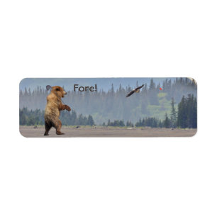 golf label with bear and eagle return address label