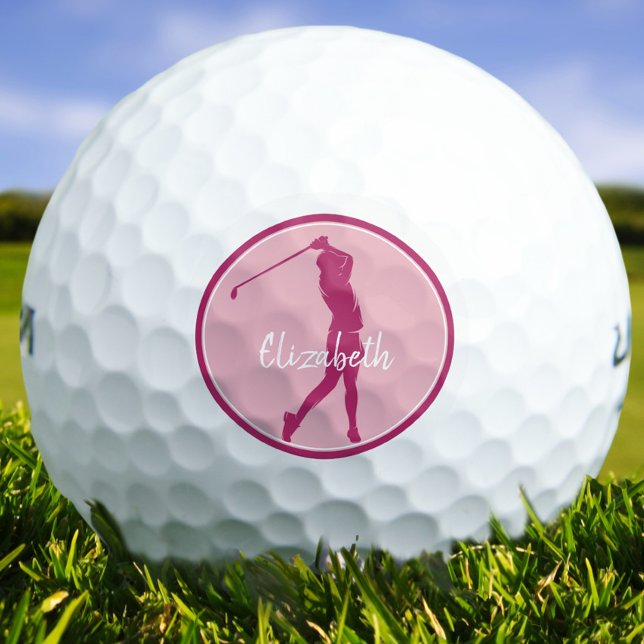 Golf Lady Golfer Player Chic Pink Sports Monogram Golf Balls (Golf Lady Golfer Player Chic Pink Sports Monogram Golf Balls)