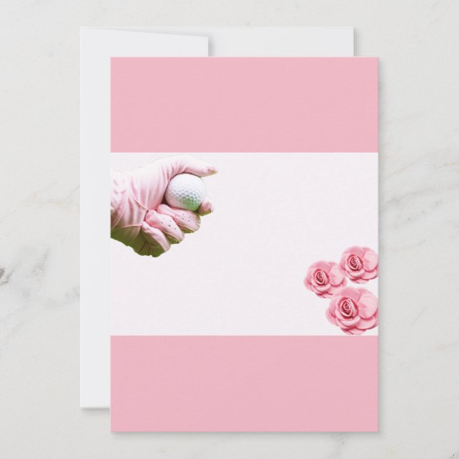 Golf Lady golfer's hand in pink is holding a ball Invitation (Front)