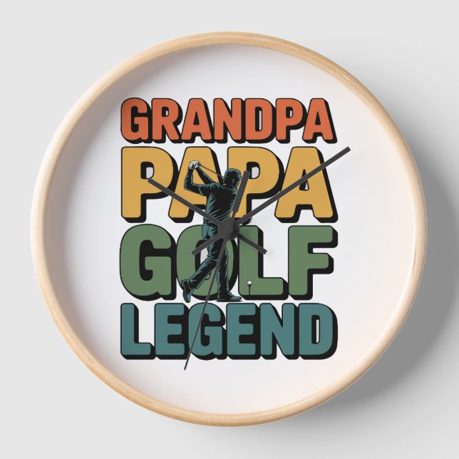 Golf Legend Grandpa Papa Clock (Front)
