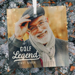Golf Legend Since Birth Funny Modern Vintage Glass Tree Decoration<br><div class="desc">Design is composed of vintage style typography - Funny Humourous - Golf Legend Since Birth.</div>