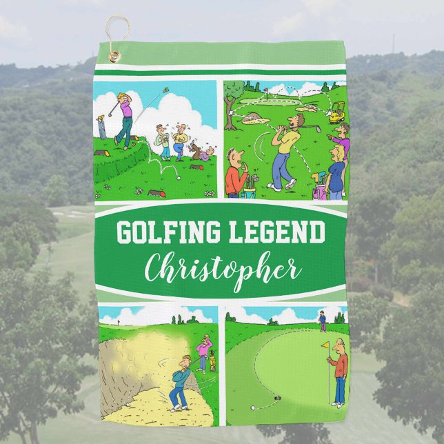 Golf Legend with 4 Funny Cartoons Towel (Creator Uploaded)
