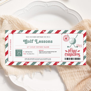 Golf Lesson Christmas Gift Voucher Invitation