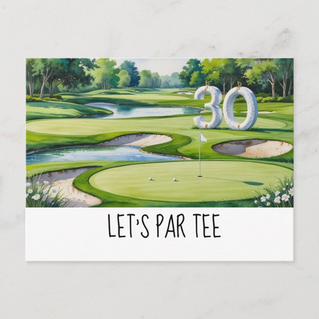 Golf Let’s Par tee  30th Birthday for golfer party Postcard (Front)