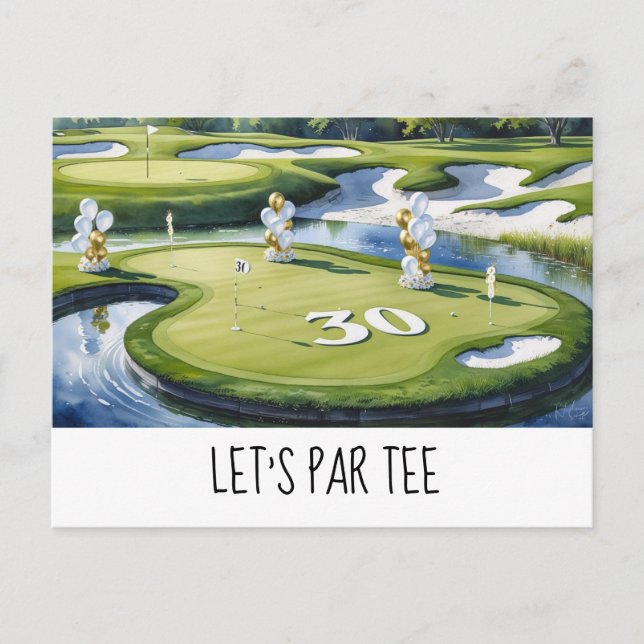 Golf Let’s Par tee  30th Birthday for golfer party Postcard (Front)
