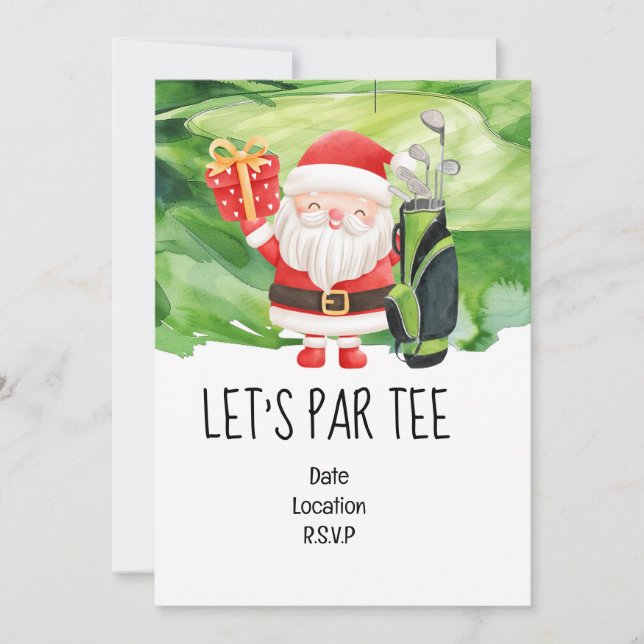 Golf Let’s Par tee Christmas party for Golfer Invitation (Front)