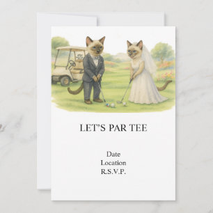 Golf Let’s Par tee for cat lovers WEDDING Invitation