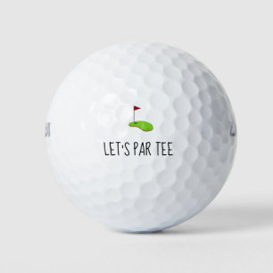 Golf Let’s Par tee with golf flag on green Balls