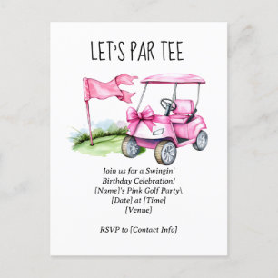 Golf Let’s Par tee with golf flag on green Postcard