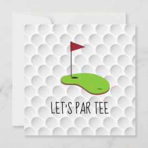 Golf Let’s Par tee with golf flag on green white Invitation