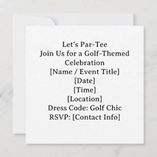 Golf Let’s Par tee with golf flag on green white  Invitation