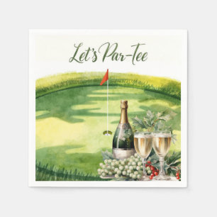 Golf Let’s Par tee with golf flag on green white Napkin