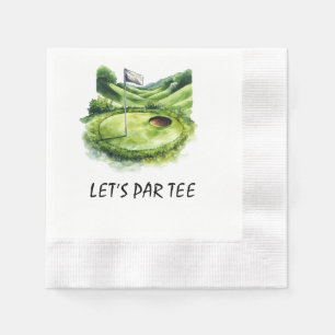 Golf Let’s Par tee with golf flag on green white  Napkin