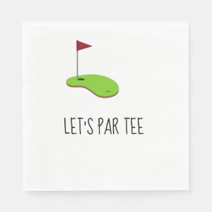 Golf Let’s Par tee with golf flag on green white  Napkin