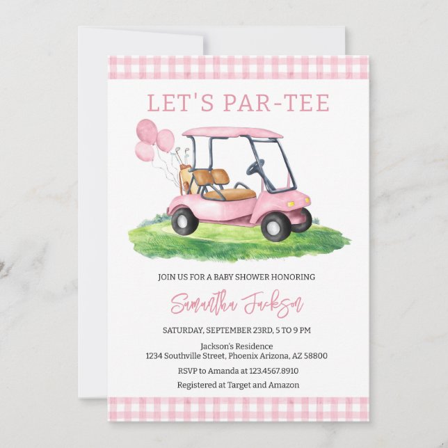 Golf Let's Par-tee Baby Shower Invitation (Front)