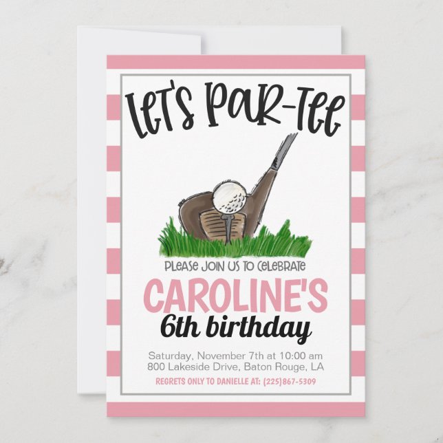 Golf Let's Par-tee Birthday Invitation (Front)