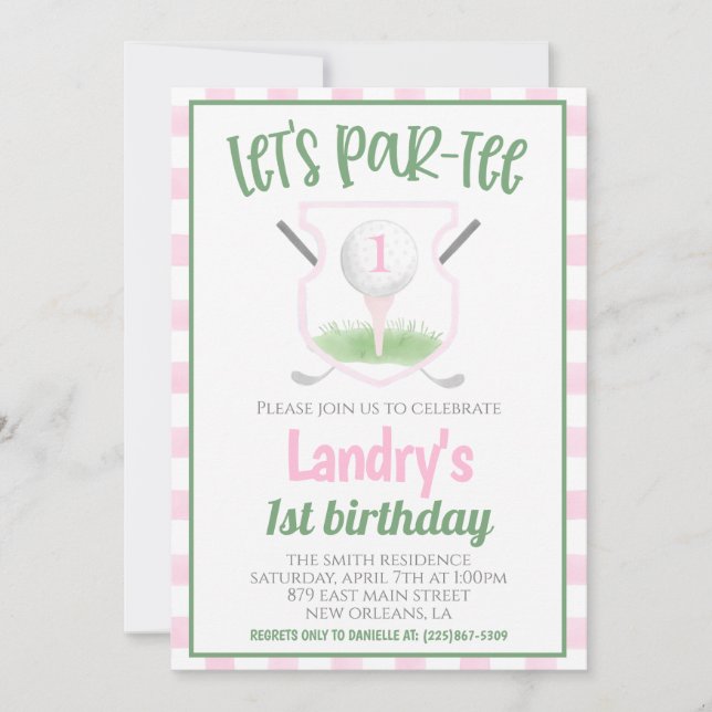 Golf Let's Par-tee Birthday Invitation (Front)