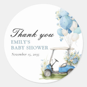 Golf Let's Par-tee Boy Baby Shower Classic Round Sticker
