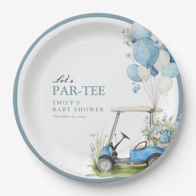 Golf Let's Par-tee Boy Baby Shower Paper Plate (Front)