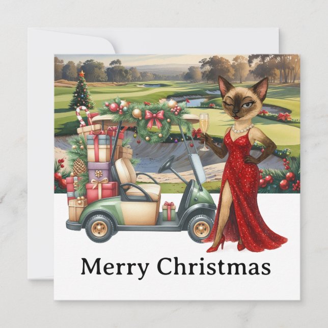 Golf Let's Par Tee Christmas Party for Golfer  Holiday Card (Front)