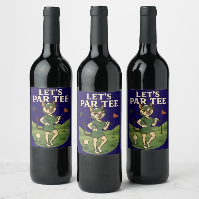 Golf Let's Par Tee for Cat Lovers Wine Label (Bottles)
