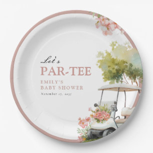Golf Let's Par-tee Girl Baby Shower Paper Plate