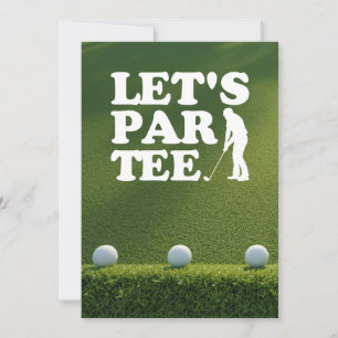 Golf let's par tee golf ball on green grass invitation