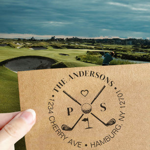 Golf Let's Par-Tee Name Return Address Rubber Stamp