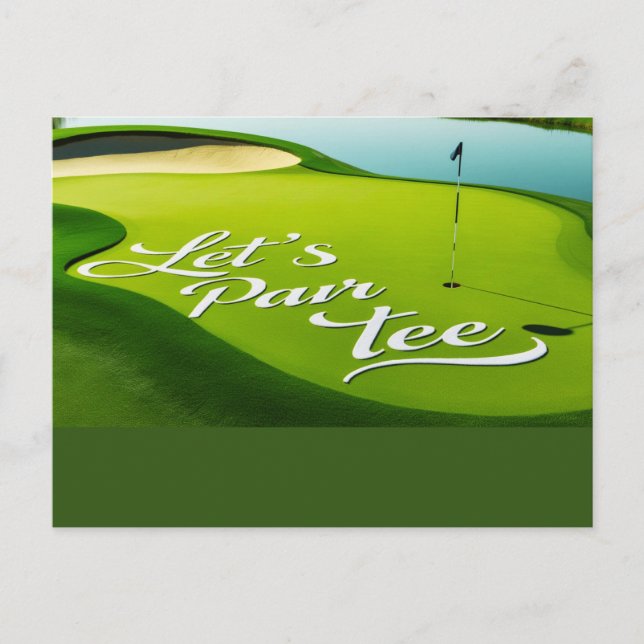 Golf Let's Par tee on putting green  Postcard (Front)