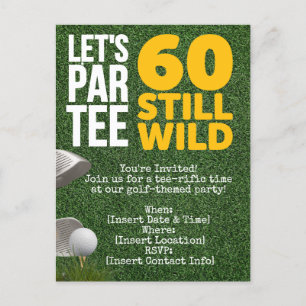 Golf Let's Par tee party 60th Birthday Golfer Postcard